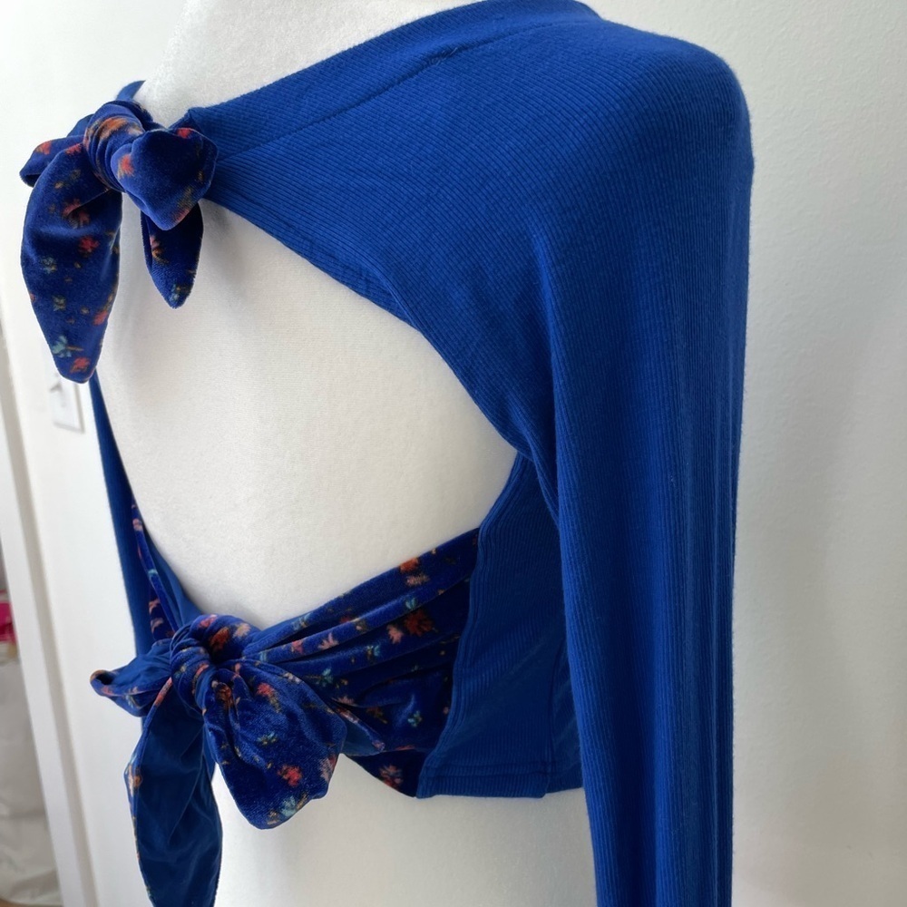 Free People Lookin Forward Blue Crop Top Woman’s Size Small NWT Boho Sexy - Picture 11 of 15